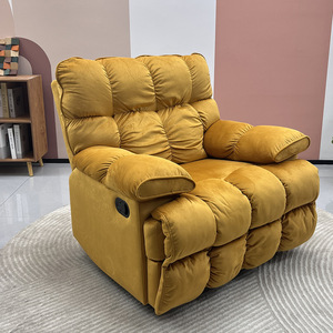 Sofá individual de lujo tipo nube, reclinable eléctrico, con relleno de espuma y tela flocada para la relajación en la sala de estar. - Product Image 1