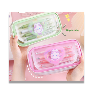 Bán Buôn Hai Lớp Bút Chì Trong Suốt Trường Hợp Dễ Thương Phim Hoạt Hình Sinh Viên Văn Phòng Phẩm Hộp Dây Kéo Đóng Cửa Xách Tay Cho Trẻ Em/Cô Gái - Product Image 3