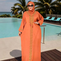 Robe longue musulmane pour femmes du Moyen-Orient avec foulard, Arabie Saoudite, Dubaï, Abaya, robe à manches longues avec paillettes