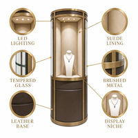 Vitrine de présentation de bijoux en verre incurvé avec éclairage LED pour magasin de bijoux, boutique, aménagement de magasin, vente en gros