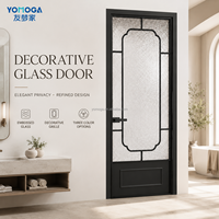 Puerta Francesa Retro de Marco Delgado para Baño y Cocina, Panel de Vidrio Sencillo