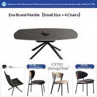 Table à manger ovale extensible et pivotante en dalle de pierre, style italien minimaliste moderne et simple, pour petit appartement, avec chaises, mobilier de maison