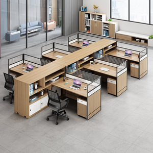 Conjunto de <span class=keywords><strong>Escritorio</strong></span> y Silla de Oficina <span class=keywords><strong>en</strong></span> Forma de <span class=keywords><strong>L</strong></span> <span class=keywords><strong>para</strong></span> Empresas, <span class=keywords><strong>para</strong></span> 4 o 6 <span class=keywords><strong>Personas</strong></span>, Muebles de Oficina Comerciales Modernos y Sencillos - Product Image 4