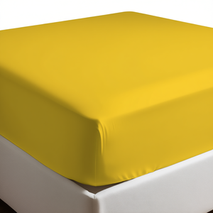 <b>Fitted</b> <b>Sheet</b> 100% Cotton Yellow Italian <b>Single</b> 90x200cm - Product Image 3