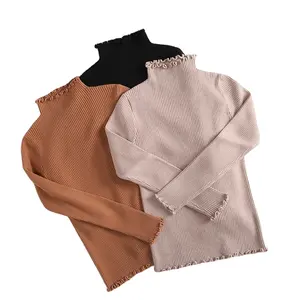 Wholesale Women Sweater Turtleneck Women Tops High Neck Sweaters Girl Knitted Cotton Ribbed Pullover Women's Sweaters