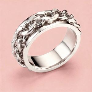 판매량이 좋은 개성있는 펑크 스테인리스 스틸 남성 반지 멋진 회전 체인 반지 - Product Image 5