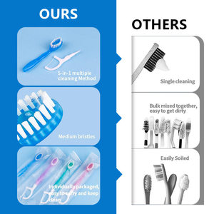 Custom Logo Individually Wrapped Fresh Breath Mini Toothbrush With Built-in Bead Disposable Toothbrush Flosser - Product Image 4