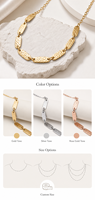 Collar de Eslabones Ovalados Martillados en Tono Dorado, Cadena de Acero Inoxidable, Joyería para Mujer, Regalo para Fiesta