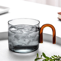 Gobelet en verre borosilicate haute résistance 300 ml, résistant à la chaleur, avec couvercle en bambou pour café glacé, thé et jus