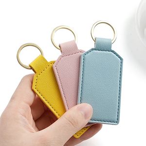 Customized Printing Embossed Logo PU Leather Keychain Simple <b>Square</b> Leather Buckle Logo Printing Leather Pendant - Product Image 4
