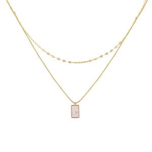 Collar QX de Doble Capa, Estilo Moderno y Lujoso, Cadena de Eslabones, Acero Inoxidable Blanco, Unisex, para Aniversario - Product Image 5