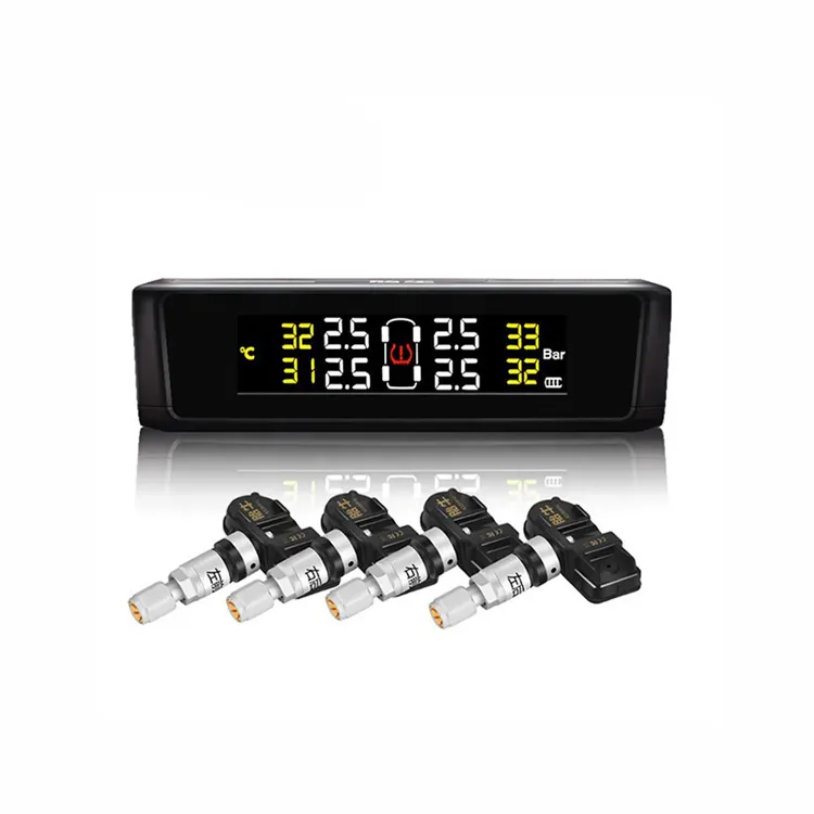 Pantalla Solar integrada para coche, sistema de Sensor Universal Tpms interno y externo, sistema de monitoreo de presión de neumáticos, Tpms