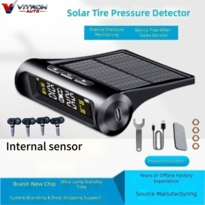 Système de surveillance de la pression des pneus sans fil <span class=keywords><strong>solaire</strong></span> universel TPMS, capteur interne en temps réel 433 MHz pour voiture et camion - Product Image 2