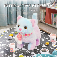 Peluche interactive électrique Easfan Chat qui marche, qui miaule, qui fait bouger la queue et qui secoue la tête, rembourrée en coton PP, pour les enfants de 2 à 4 ans, 7,5 pouces