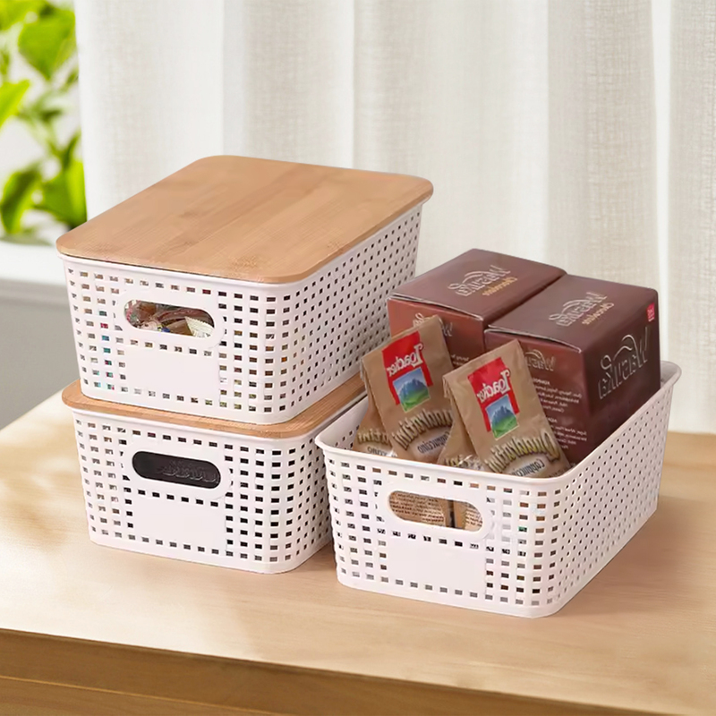 Plastic Hollow Woven Storage Basket Item
