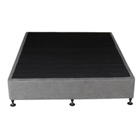 Lit moderne en bois massif, taille double, gris, avec plateforme rembourrée et sommier intégré