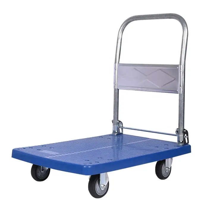 Wholesale Prices Hand Truck Foldable Trolley Heavy Duty Plastic Handcart Material Handling 3" TPR Wheel Easy Moving Platform H1