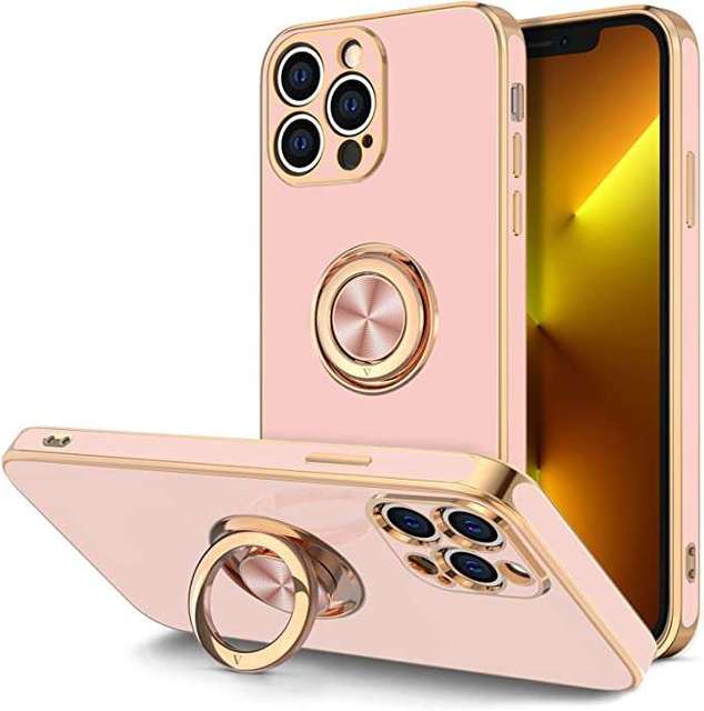 2024 Luxury Custom Rotating Electroplated Metal Stand Phone case for Iphone13/14promax Shockproof Magnetic Mobile Phone case