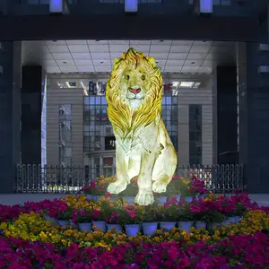 garden park decorative fiberglass lighted animal sculpture tiger wolf fox lion statue supplier