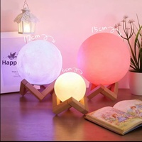 Lampe lune créative en vinyle peinte à la main, veilleuse LED tendance pour chambre à coucher avec fonction tactile