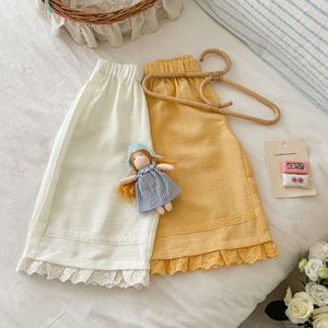 TongXingYuan Girls Pants Cotton Solid Color <b>Elastic</b> Waist Wide Leg Flared <b>Skirt</b> Style Childrens Summer Pants - Product Image 2