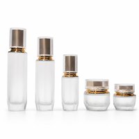 Ensemble de soins de la peau de luxe minimaliste, flacons en verre 120 ml, 100 ml, flacons de sérum et de lotion 40 ml, flacons de lotion et de fond de teint à pompe, personnalisables