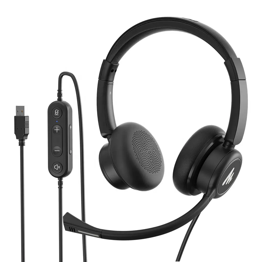 Maono taşınabilir kablolu gürültü iptal kulaklık USB bilgisayar çağrı merkezi kulaklığı mikrofon profesyonel Stereo PC oyun kulaklığı