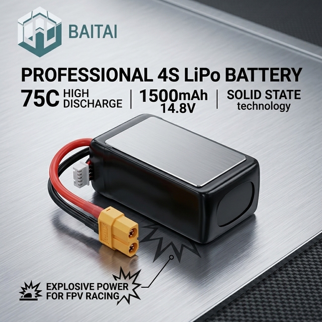 75C High Discharge Solid State LiPo Battery 4S 14.8V 1500mAh Strong Explosive Power for FPV Racing Drone RC Quadcopter