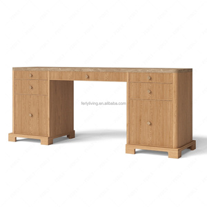 Escritorio de Almacenamiento FERLY Emperador con Diseño de Listones, Escritorio Moderno para Oficina en Casa con Cajones para <span class=keywords><strong>Sala</strong></span> de <span class=keywords><strong>Estudio</strong></span> - Product Image 5