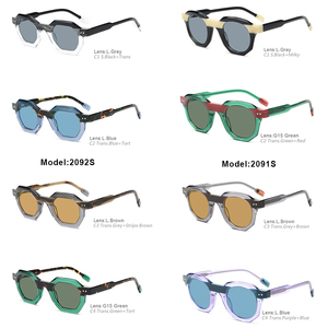 2092 di design di lusso acetato di occhiali da sole polarizzati da donna uomo Logo personalizzato spesso Retro Splicing più giallo grigio - Product Image 6