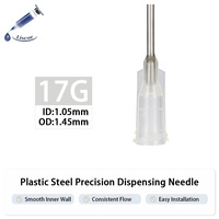 Tip Dispensing Plastik Hub Luer Lock 1/2 Inch Jarum Tumpul Stainless Steel 17 Gauge untuk Perekat Industri