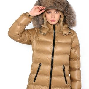 Veste longue ajustée pour femme Boying avec grand col en fourrure de renard, veste d'hiver chaude à capuche pour femme, veste en duvet de canard blanc ODM - Product Image 2