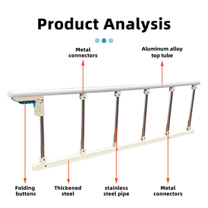 Barandilla de Cama de Aluminio con Asa de Apoyo para Ancianos y Discapacitados, Protector de Seguridad para Cama, Fácil de Plegar para el Cuidado del Cuidador - Product Image 1