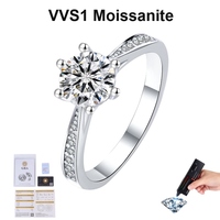 Bague en argent sterling 925 avec moissanite VVS D 0,5/1/2/3 carats, bijoux fins, bague de fiançailles, bague de mariage, bague en diamant pour femme, cadeau