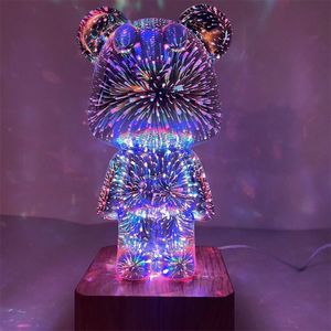 3D Glass <strong>Violent</strong> Bear <strong>Night</strong> Light Rgb Ambience Table Lamp for Kids Gift Bedside Desk Ornaments Romantic Fireworks Lamp - Product Image 5