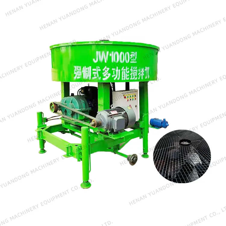 Poros vertikal hidrolik tipe paksa Jw1000L mesin pencampur semen untuk Mixer beton Motar Pan dengan mesin Diesel