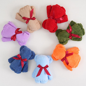 Toallas de Felpa de Coral con Diseño de Oso, 30x30cm, Suaves y Absorbentes, Recuerdo de Boda, Regalo Promocional, Artículos para Fiestas - Product Image 4
