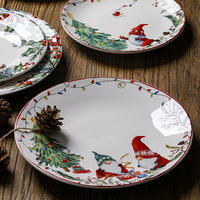 Services de table en céramique de Noël, assiettes et tasses festives à l'effigie de gnomes en aquarelle pour la décoration de table de Noël et les cadeaux