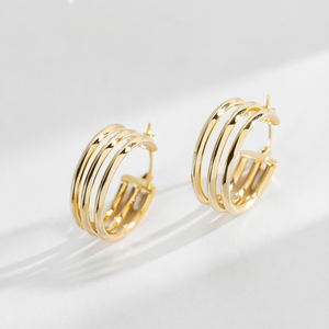Fine Jewelry 925 Sterling <b>Silver</b> Unisex <b>Earrings</b> 18K Gold Plated Princess Cut Zircon Simple Geometric Hoop <b>Huggies</b> Trendy - Product Image 1