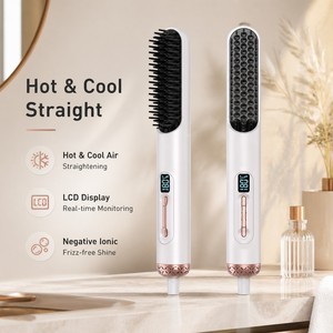 Torlin Nuevo LCD 120-210 ° C 10 ° Cepillo Alisador de Cabello 2 en 1 con Aire Frío y Caliente, Revestimiento Cerámico con Iones Negativos para el Control del Frizz - Product Image 1