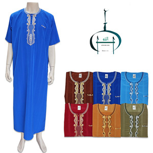 प्रीमियम कोशीबो के पुरुष थोबे सऊदी दुबाई अराबेइक रोज़ कफ्तान मस्जिद पार्टी की छोटी आस्तीन लुभावनी कढ़ाई थोब - Product Image 1