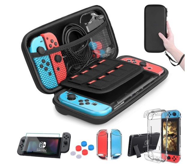 11pcs/sets for nintendo Switch Carrying case for nintendo Switch case with 9 in 1 nintendo Switch Accessories Kit and Thumb Grip