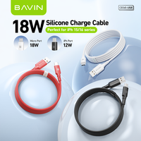 Câble USB BAVIN CB361 en silicone PD 18W 12W 3 couleurs, charge rapide, type C, transmission de données micro, pour téléphone portable