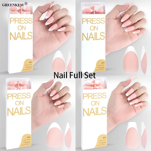 Gels doux 120/150 pièces amande ongles ensemble complet français court Art Patch rose français pointe presse sur les ongles - Product Image 5