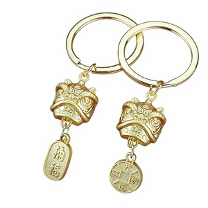 Porte-clés créatif Danse du Lion, breloque de voiture pour <span class=keywords><strong>homme</strong></span> élégant avec cadenas de la paix rotatif, pendentif personnalisé tête de lion porte-bonheur Danse du Lion - Product Image 1