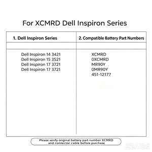 Batería de Litio para Portátil XCMRD de 14.8V 2000mAh para <span class=keywords><strong>Dell</strong></span> <span class=keywords><strong>Inspiron</strong></span> 3421 3521 5537 Latitude 3440 Vostro 2421 P28F MR90Y FW1MN, Venta al por Mayor - Product Image 2