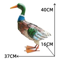 Décoration de jardin extérieure en métal en forme de canard, ornement animalier pour la maison, lumière solaire intégrée