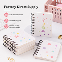 Mini carnet à spirale, couverture colorée mignonne, imprimé cœur, fleur, smiley, compact, portable, logo personnalisé, vente en gros