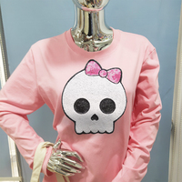 Nouveauté 2026 : Grandes écussons thermocollants en chenille, motif crâne fleuri et broderie de paillettes, pour Halloween, personnalisables, vente en gros pour vêtements