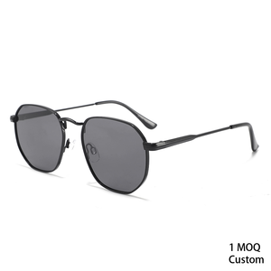 Lunettes de soleil personnalisées avec logo, monture ronde rétro en métal, polarisées pour hommes et femmes, logo personnalisé UV400, commande minimum 1 pièce - Product Image 1